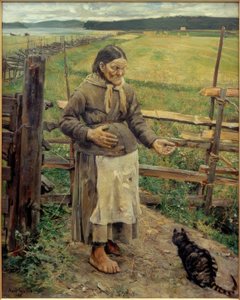 Anciana con gato de Akseli Valdemar Gallen Kallela