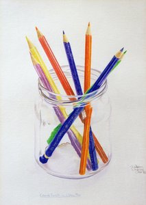 Lápices de colores en un frasco, 1980