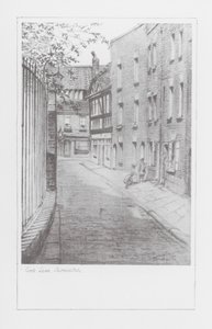 Londres Lanes: Cock Lane, Shoreditch (litografía) de Alan Stapleton