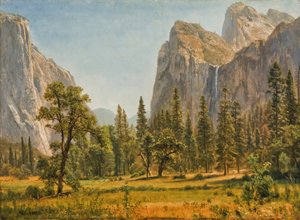 Cataratas del Velo de Novia, Valle de Yosemite, California de Albert Bierstadt