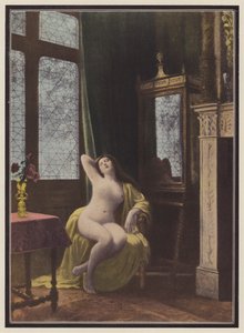 Mujer dormida (litografia en color) de Albert (after) Aublet