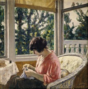 Young Woman Sewing; Jeune Femme Cousant, c.1913 (óleo sobre lienzo)