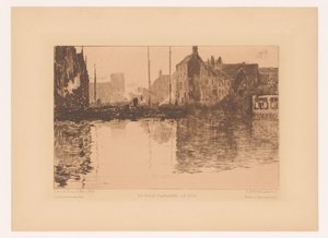 Escena portuaria en Flandes
En ville Flamande, le soir (título en el objeto) de Albert Baertsoen