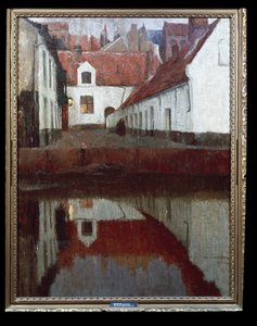 Pequeño patio en Flandes al atardecer de Albert Baertsoen