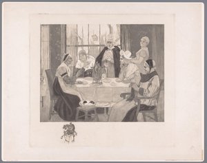 Compañía de mujeres disfrazadas en la mesa
El escándalo de Albert Bertrand (attributed to)