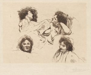 Cuatro cabezas de mujeres: Estudio para "La isla feliz" de Albert Besnard