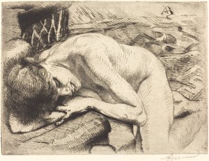 Modelo dormido en el suelo (detalle) de Albert Besnard