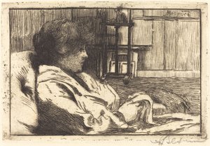 Mujer leyendo en el taller de Albert Besnard