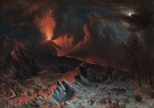 El Vesubio a medianoche de Albert Bierstadt