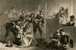 La esposa de Edmund Cheeseman ante el gobernador Berkeley, 1877 de Albert Bobbett