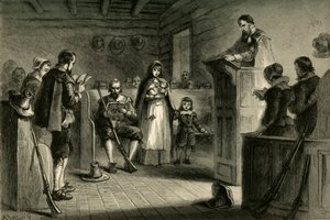 Culto público en Plymouth por los peregrinos