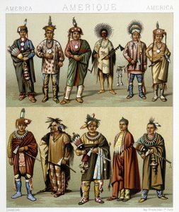 Traje de los Pins rouge. Ilustración en "Le costume historique" por Racinet de Albert Charles August Racinet