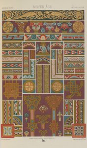 Edad Media, lámina 40 de Ornamento Policromado: Cien Láminas en Oro, Plata y Colores, 1873 de Albert Charles August Racinet