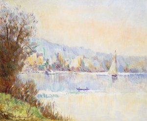 Barcos en el Sena de Albert Charles Lebourg