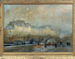 París, la esclusa de la Moneda, sol de invierno, o Vista del Pont-Neuf y de la Île de la Cité. Pintura de Albert Lebourg (1849-1928). Siglo XIX. Museo de Orsay, París de Albert Charles Lebourg