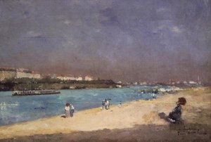 Vista de las Afueras de París desde el Pont National, 1882 de Albert Charles Lebourg