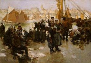 La Partida de la Flota Pesquera, Boulogne, 1891 de Albert Chevallier Tayler
