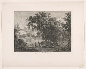 Vista del lago en Villa Borghese Lago en Villa Borghese (título sobre objeto) Malayo Radirte Prospekte aus Italien (título de la serie)