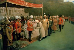 Eduardo VII recibiendo a maharajás y dignatarios antes de su coronación de Albert E. Harris