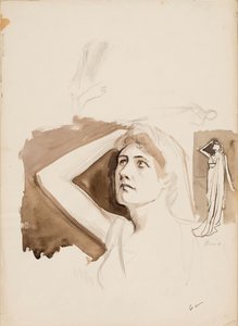 Aino Ackté como Alcestis, boceto
