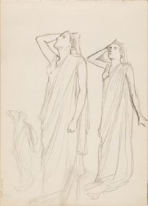 Aino Ackté como Alcestis, tres bocetos de Albert Edelfelt