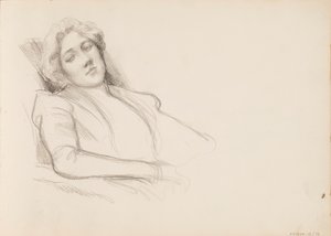 Mujer sentada, película de medio cuerpo de Albert Edelfelt