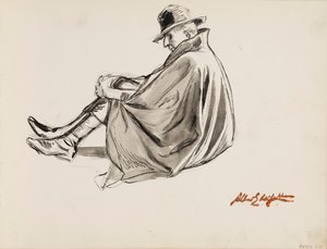 Hombre sentado con capa de Albert Edelfelt