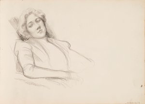 Mujer sentada, película de medio cuerpo