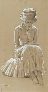 «Jovencita sentada», estudio para «Bajo los abedules» de Albert Edelfelt