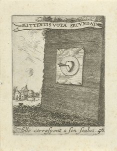 Flecha en el centro de un corazón Emblemas de amor moralizantes (título de la serie) Devises et emblesmes d