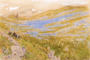 Una vista alpina de Albert Goodwin
