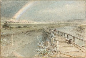 Arundel desde el puente del ferrocarril de Ford (acuarela)