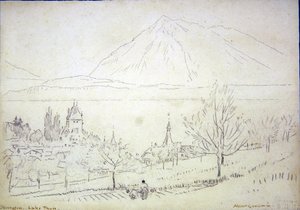 Lago Thun, Oberhofen de Albert Goodwin