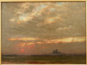 Catedral de Lincoln al atardecer, 1912 de Albert Goodwin