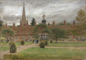 Long Alley Almshouses, Abingdon (acuarela)