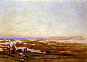 Marea Baja en la Costa Sur, cerca de Brighton de Albert Goodwin