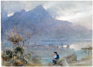Stansstad y el Pilatus, Suiza, c. 1865-1932 de Albert Goodwin