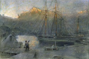 El puerto de Sóller, Mallorca de Albert Goodwin