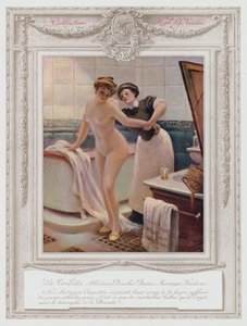 Belle Époque París, dama de moda tomando su baño de Albert Guillaume