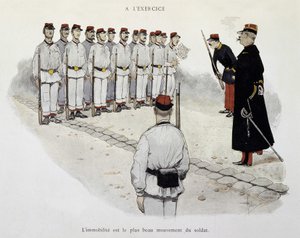 En el ejercicio: la inmovilización es el movimiento más hermoso del soldado - el ejército visto por Albert Guillaume, circa 1900 de Albert Guillaume