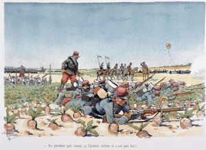 Bajo el fuego del enemigo - en “Album militaire” por Albert Guillaume (1873-1942), ca. 1900 de Albert Guillaume