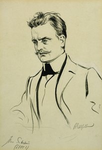 Retrato del compositor Jean Sibelius, pequeño medio cuerpo de Albert Gustaf Aristides Edelfelt