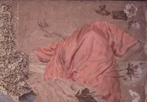 Estudio de una figura drapeada y flores