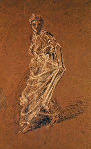 Estudio de una niña dando un paso adelante y vistiendo un vestido largo, c.1870 de Albert Joseph Moore