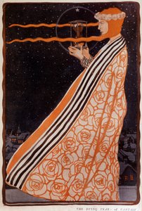 Una mujer sosteniendo un reloj de arena, sd. principios del siglo XX. Ilustración de Klingner Albert (1869-1912) de Albert Klingner