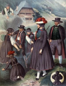 Campesinos en los alrededores de Baden, c.1860 (grabado) de Albert Kretschmer