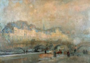 París, la esclusa de la Moneda; Sol de invierno, o Vista del Puente Nuevo de Albert Lebourg