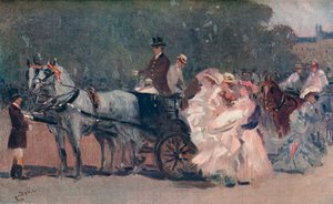 Tul blanco y rosa. - En el parque, c. 1900