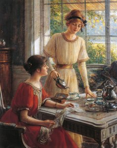Detalle de Mujeres tomando el té, de Albert Lynch (1851-1912)