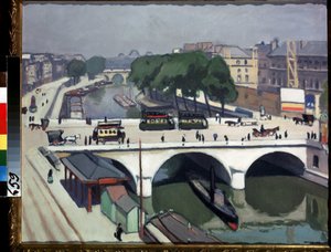 "Le pont saint Michel a Paris et le quai des Grands Augustins" (El puente de San Miguel en París y el muelle de los Grandes Agustinos). Pintura de Pierre Albert Marquet (1875-1947) (Fauvismo) 1908 Óleo sobre lienzo. Moscú, Museo Pushkin de Albert Marquet